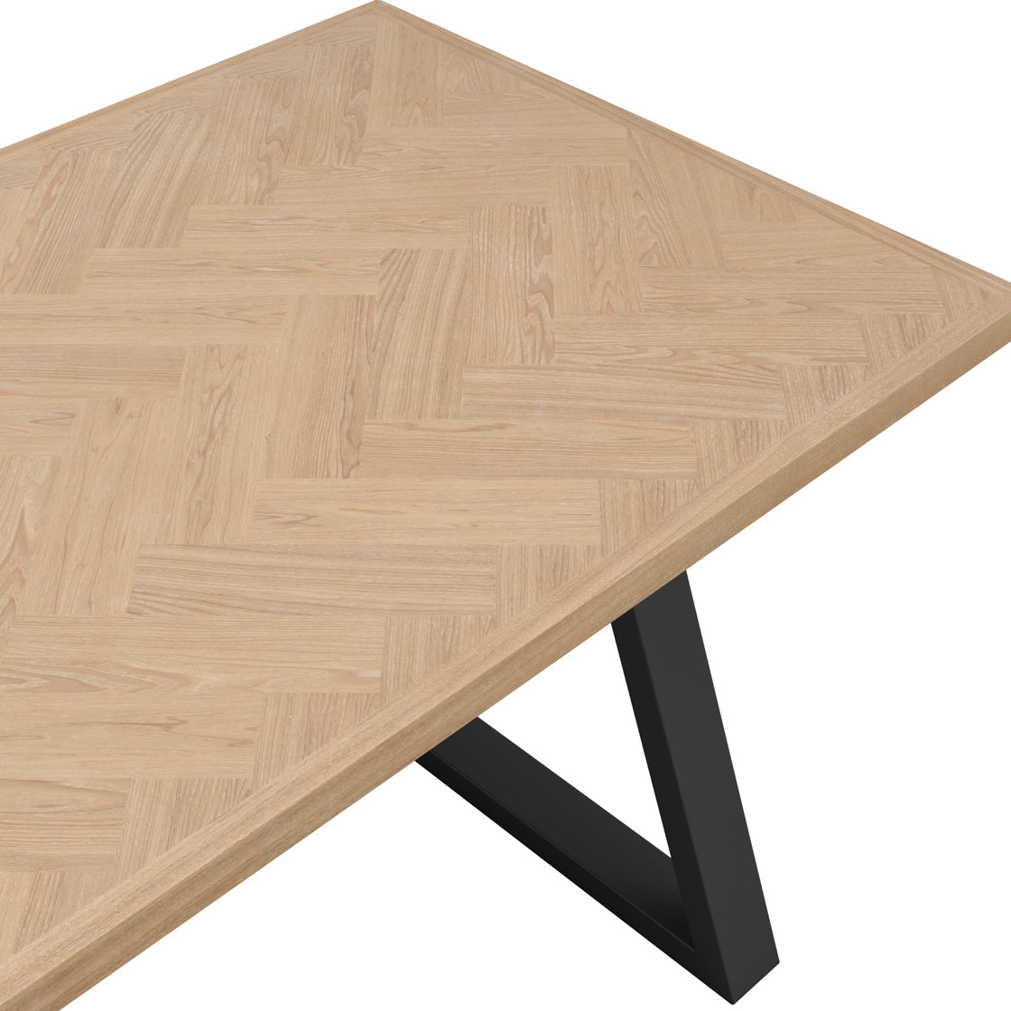 Hyde Black & Natural Light Wood Herringbone Dining Table | 8 Seater